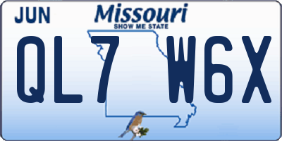 MO license plate QL7W6X