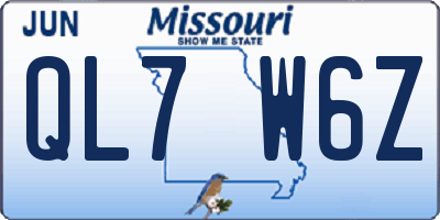 MO license plate QL7W6Z