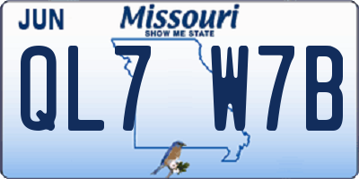 MO license plate QL7W7B