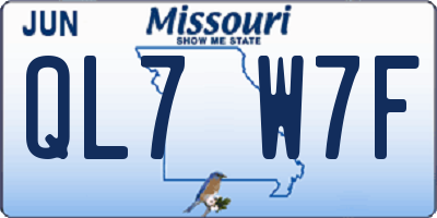 MO license plate QL7W7F