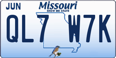 MO license plate QL7W7K