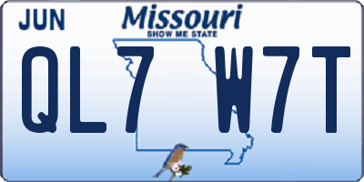 MO license plate QL7W7T