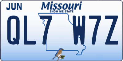 MO license plate QL7W7Z