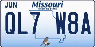 MO license plate QL7W8A