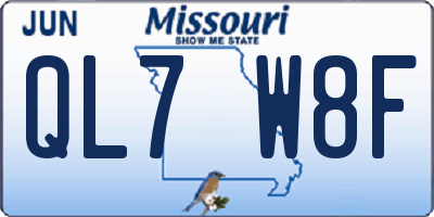 MO license plate QL7W8F