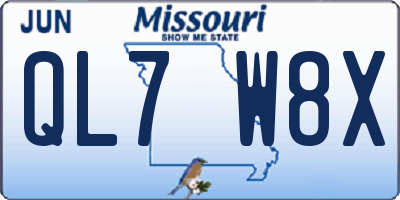 MO license plate QL7W8X