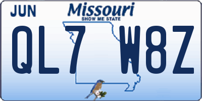 MO license plate QL7W8Z