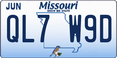 MO license plate QL7W9D
