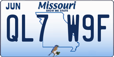 MO license plate QL7W9F