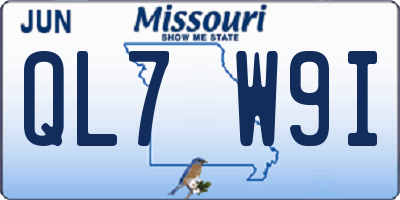 MO license plate QL7W9I