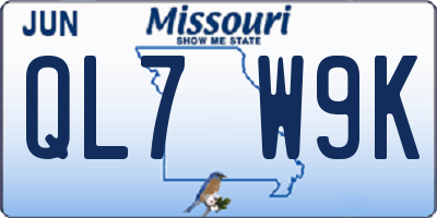 MO license plate QL7W9K