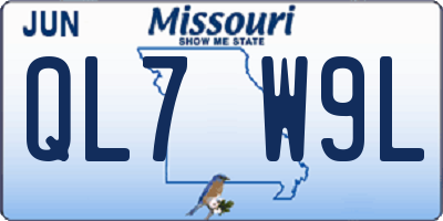 MO license plate QL7W9L