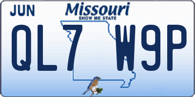 MO license plate QL7W9P