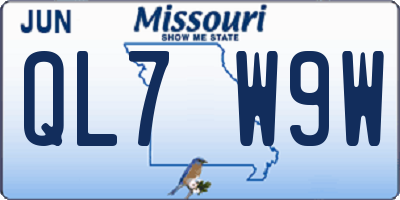 MO license plate QL7W9W