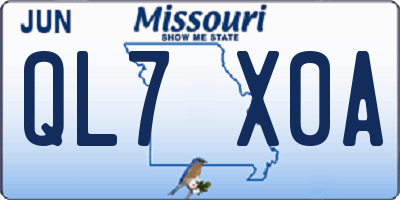 MO license plate QL7X0A
