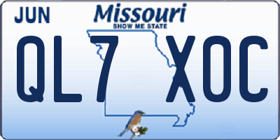MO license plate QL7X0C