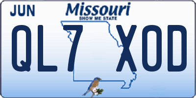 MO license plate QL7X0D