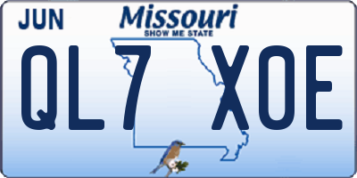 MO license plate QL7X0E