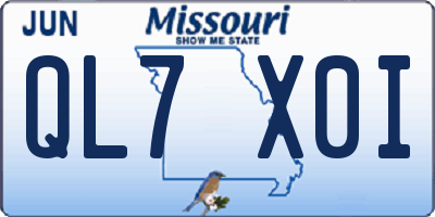 MO license plate QL7X0I