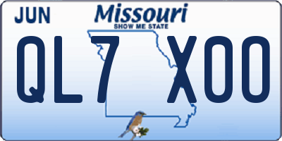 MO license plate QL7X0O