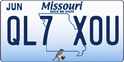 MO license plate QL7X0U