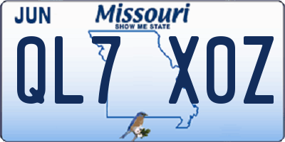MO license plate QL7X0Z