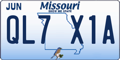 MO license plate QL7X1A