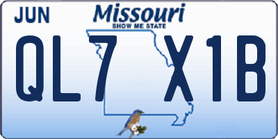 MO license plate QL7X1B