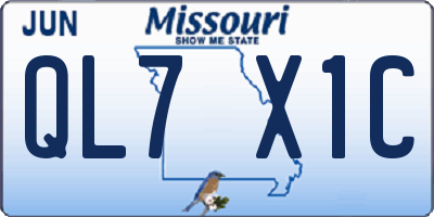 MO license plate QL7X1C