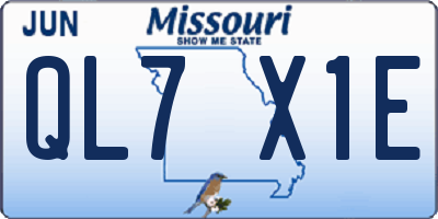 MO license plate QL7X1E