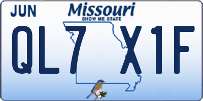 MO license plate QL7X1F