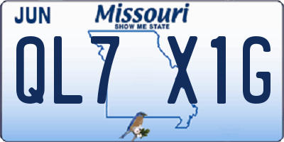 MO license plate QL7X1G