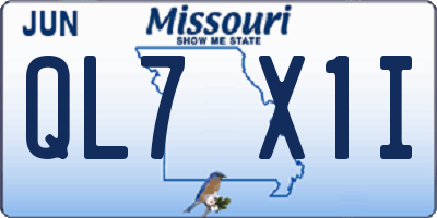 MO license plate QL7X1I