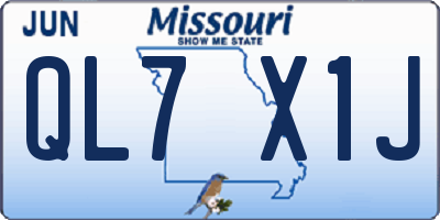 MO license plate QL7X1J