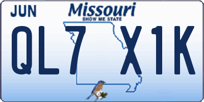 MO license plate QL7X1K