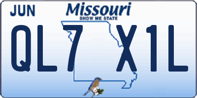 MO license plate QL7X1L