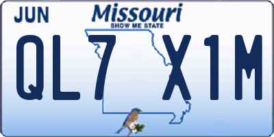 MO license plate QL7X1M
