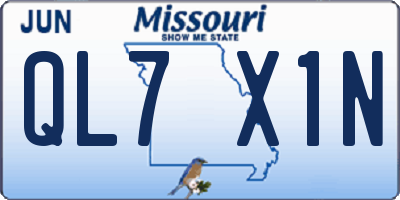 MO license plate QL7X1N