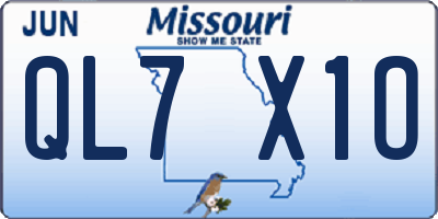 MO license plate QL7X1O