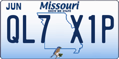 MO license plate QL7X1P