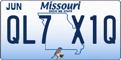 MO license plate QL7X1Q