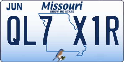 MO license plate QL7X1R