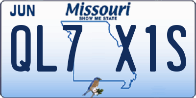 MO license plate QL7X1S
