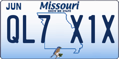 MO license plate QL7X1X