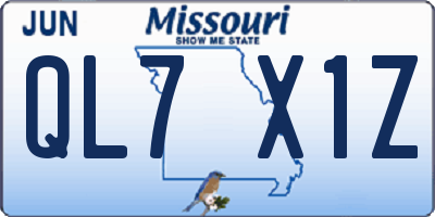 MO license plate QL7X1Z
