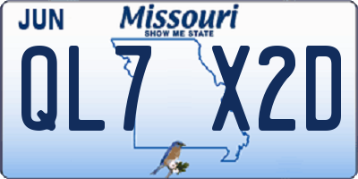 MO license plate QL7X2D