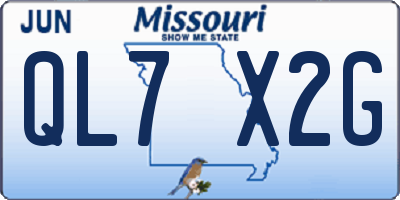 MO license plate QL7X2G