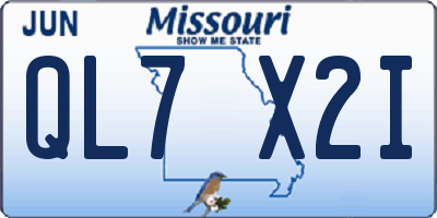 MO license plate QL7X2I