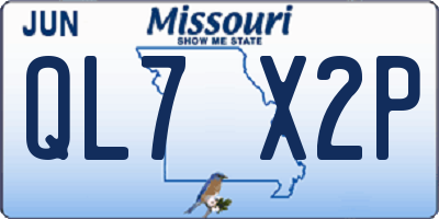 MO license plate QL7X2P