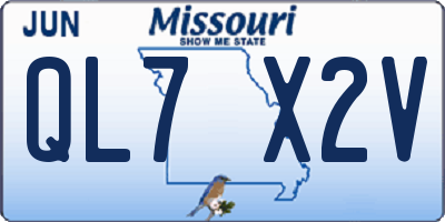 MO license plate QL7X2V
